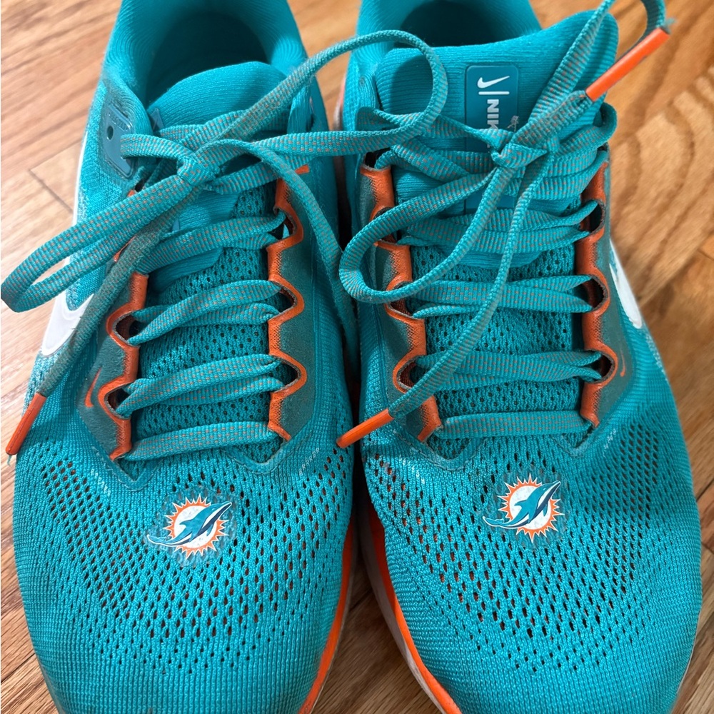 Nike Air Zoom Miami Dolphins Teal and Orange Athletic Sneakers size 5.5Y